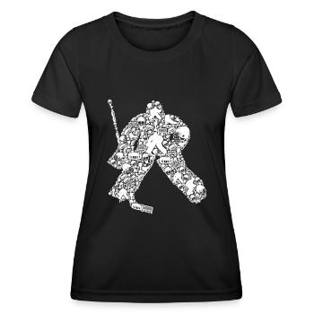 Eishockey Torwart Eishockeyspieler Kinder Jungen - Frauen Funktions-T-Shirt - Schwarz - Vorne - AI Model Female 172 light (172cm)