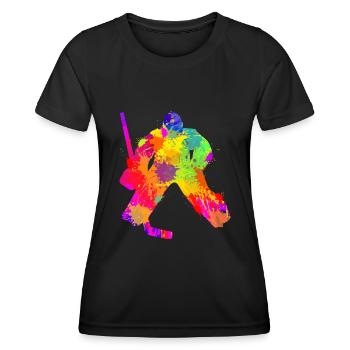 Eishockey Torwart Jungen Kinder - Frauen Funktions-T-Shirt - Schwarz - Vorne - AI Model Female 172 light (172cm)