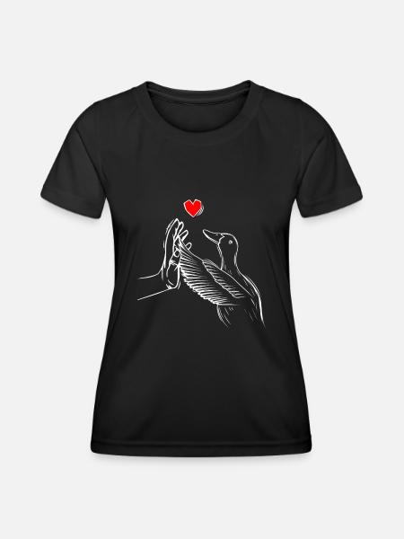 Enten Liebe Ente - Frauen Funktions-T-Shirt - Schwarz