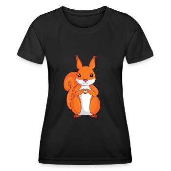 Eichhörnchen Liebe Kinder Mädchen Damen - Frauen Funktions-T-Shirt - Schwarz - Vorne - AI Model Female 172 light (172cm)