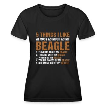 5 choses que j’aime autant que mon Beagle - T-shirt sport Femme - noir - Devant - AI Model Female 172 light (172cm)