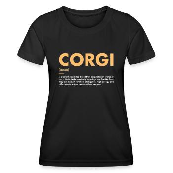Définition du chien Corgi - T-shirt sport Femme - noir - Devant - AI Model Female 172 light (172cm)