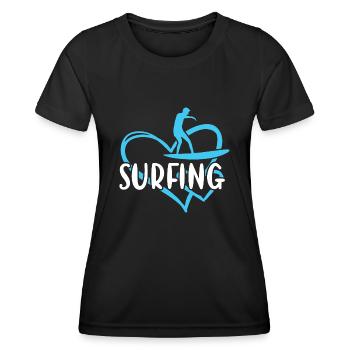 Sport Heart Surfing - Frauen Funktions-T-Shirt - Schwarz - Vorne - AI Model Female 172 light (172cm)