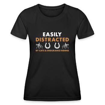 Rider Easily Distracted Cats And Endurance Riding - Women's Functional T-Shirt - black - Front - AI Model Female 172 light (172cm)