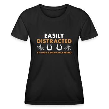 Cavalier Chiens facilement distraits et équitation d’endurance - T-shirt sport Femme - noir - Devant - AI Model Female 172 light (172cm)