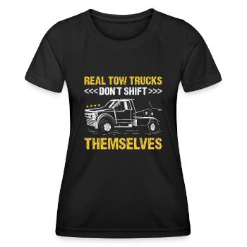 Real Tow Trucks Don't Shift Themselves Tow Trucker - Frauen Funktions-T-Shirt - Schwarz - Vorne - AI Model Female 172 light (172cm)