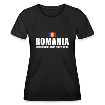 Romania No Winners Only Survivors Romania Rugby - Women's Functional T-Shirt - black - Front - AI Model Female 172 light (172cm)