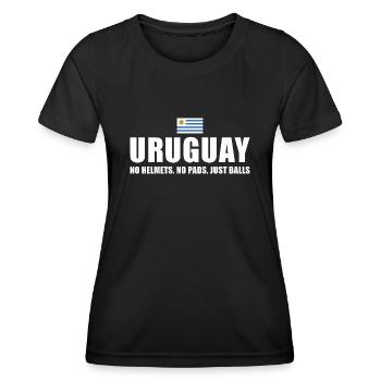 No Helmets No Pads Just Balls Uruguay Rugby - Frauen Funktions-T-Shirt - Schwarz - Vorne - AI Model Female 172 light (172cm)
