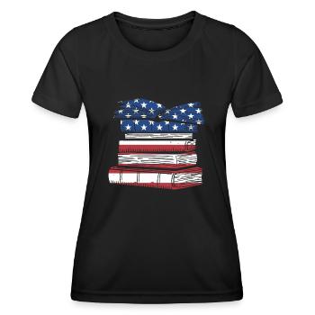 Écrivain Nous Flag Écriture - T-shirt sport Femme - noir - Devant - AI Model Female 172 light (172cm)