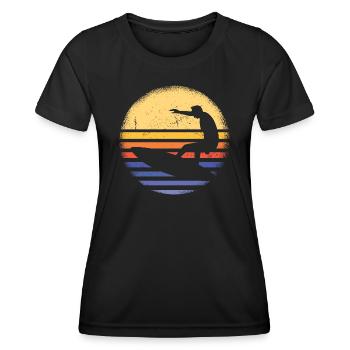 Sport Retro Sunset Surfing - Frauen Funktions-T-Shirt - Schwarz - Vorne - AI Model Female 172 light (172cm)