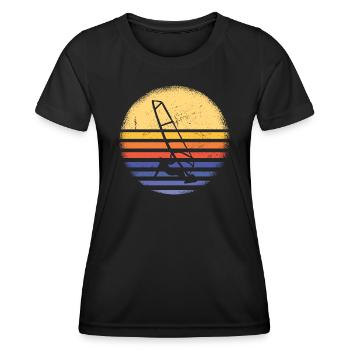 Sport Rétro Coucher de soleil Planche à voile - T-shirt sport Femme - noir - Devant - AI Model Female 172 light (172cm)