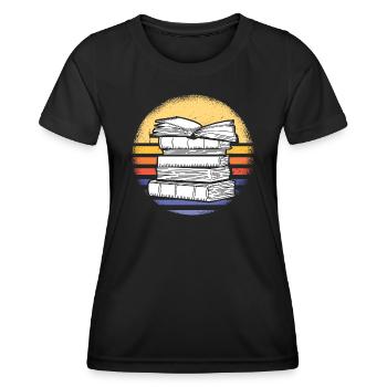 Reader Retro Sunset Reading - Women's Functional T-Shirt - black - Front - AI Model Female 172 light (172cm)