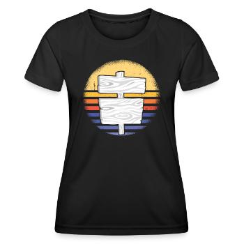Woodworker Retro Sunset Woodworking - Frauen Funktions-T-Shirt - Schwarz - Vorne - AI Model Female 172 light (172cm)