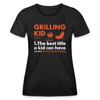 Griller Kid Définition Grillades - T-shirt sport Femme - noir - Devant - AI Model Female 172 light (172cm)