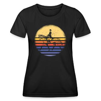 Rider Retro Sunset Dressage - Women's Functional T-Shirt - black - Front - AI Model Female 172 light (172cm)