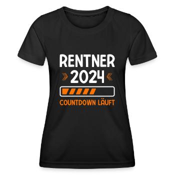Rentner 2024 Countdown Läuft Rente 2024 - Frauen Funktions-T-Shirt - Schwarz - Vorne - AI Model Female 172 light (172cm)