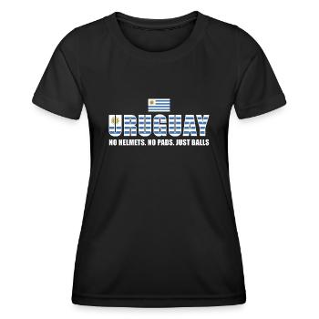 No Helmets No Pads Just Balls Uruguay Rugby - Frauen Funktions-T-Shirt - Schwarz - Vorne - AI Model Female 172 light (172cm)