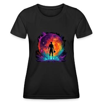 Basketball player in art design for sports fans - Women's Functional T-Shirt - black - Front - AI Model Female 172 light (172cm)