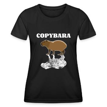 Copybara - Capybara Wortspiel Copy Style - Frauen Funktions-T-Shirt - Schwarz - Vorne - AI Model Female 172 light (172cm)