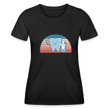 Hygienist Retro Sunset Dental Assistant - Frauen Funktions-T-Shirt - Schwarz - Vorne - AI Model Female 172 light (172cm)