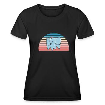 Hygienist Retro Sunset Dental Assistant - Frauen Funktions-T-Shirt - Schwarz - Vorne - AI Model Female 172 light (172cm)