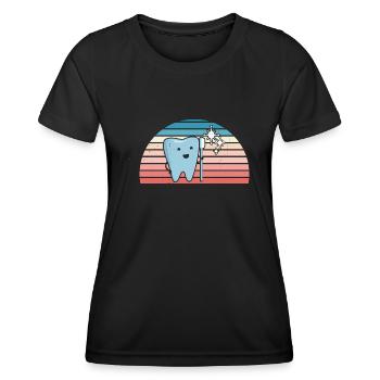 Hygienist Retro Sunset Dental Assistant - Frauen Funktions-T-Shirt - Schwarz - Vorne - AI Model Female 172 light (172cm)