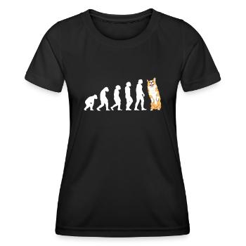 Évolution du chien Corgi - T-shirt sport Femme - noir - Devant - AI Model Female 172 light (172cm)