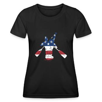 Canoeist Us Flag Canoeing - Women's Functional T-Shirt - black - Front - AI Model Female 172 light (172cm)