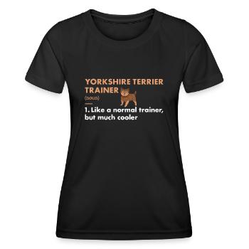 Yorkshire Terrier Trainer Definiton - T-shirt sport Femme - noir - Devant - AI Model Female 172 light (172cm)