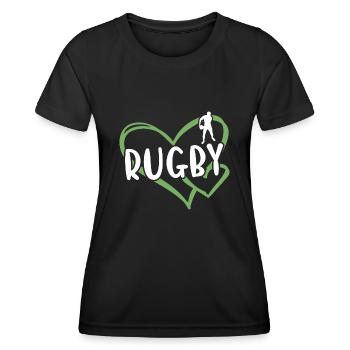 Sport Heart Rugby - Frauen Funktions-T-Shirt - Schwarz - Vorne - AI Model Female 172 light (172cm)