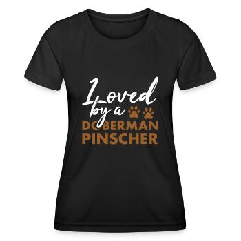 Loved By A Doberman Pinscher - Women's Functional T-Shirt - black - Front - AI Model Female 172 light (172cm)