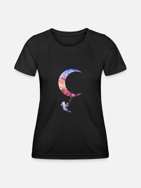Mondschaukel - Frauen Funktions-T-Shirt - Schwarz