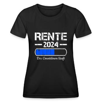 Rente 2024 Der Countdown Läuft Rente 2024 - Frauen Funktions-T-Shirt - Schwarz - Vorne - AI Model Female 172 light (172cm)