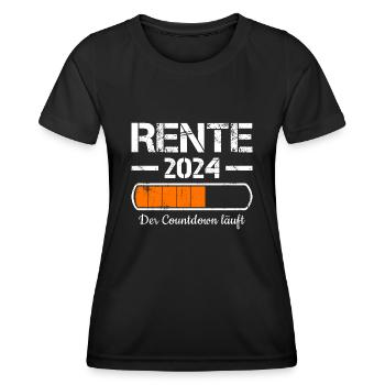 Rente 2024 Der Countdown Läuft Rente 2024 - Frauen Funktions-T-Shirt - Schwarz - Vorne - AI Model Female 172 light (172cm)