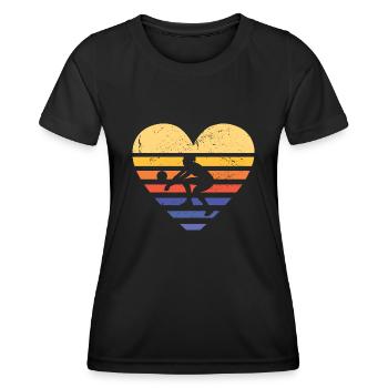 Sport Retro Sunset Heart Volleyball - Women's Functional T-Shirt - black - Front - AI Model Female 172 light (172cm)