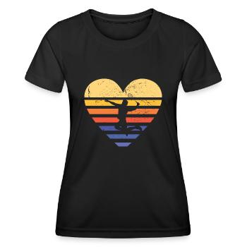 Sport Retro Sunset Coeur Badminton - T-shirt sport Femme - noir - Devant - AI Model Female 172 light (172cm)