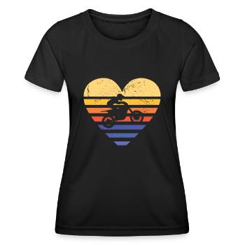 Sport Retro Sunset Heart Motocross - Women's Functional T-Shirt - black - Front - AI Model Female 172 light (172cm)