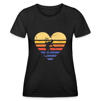 Sport Retro Sunset Heart Racquetball - Women's Functional T-Shirt - black - Front - AI Model Female 172 light (172cm)