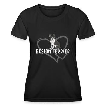 Boston Terrier Heart - Women's Functional T-Shirt - black - Front - AI Model Female 172 light (172cm)
