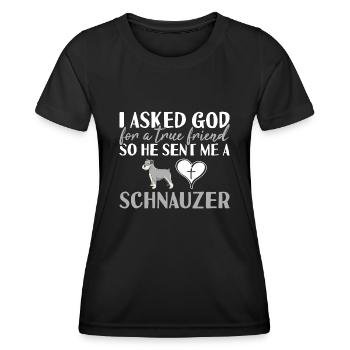 J’ai demandé à Dieu Schnauzer - T-shirt sport Femme - noir - Devant - AI Model Female 172 light (172cm)
