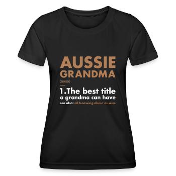Dog Aussie Grandma Definition - Women's Functional T-Shirt - black - Front - AI Model Female 172 light (172cm)