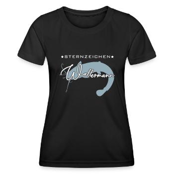 Sternzeichen Wallermann lustiger Wallerspruch Wels - Frauen Funktions-T-Shirt - Schwarz - Vorne - AI Model Female 172 light (172cm)