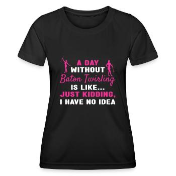 Baton Twirler Une journée sans bâton Twirling - T-shirt sport Femme - noir - Devant - AI Model Female 172 light (172cm)