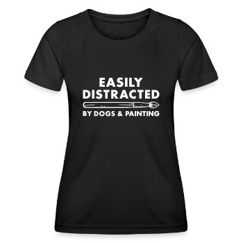 Painter Easily Distracted By Dogs And Painting - Frauen Funktions-T-Shirt - Schwarz - Vorne - AI Model Female 172 light (172cm)