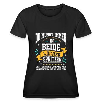 Sex Spruch Party Geburtstag zweideutig Nasenspray - Frauen Funktions-T-Shirt - Schwarz - Vorne - AI Model Female 172 light (172cm)