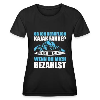 Kajak Geschenkidee Kanu Paddeln Kajakfahren - Frauen Funktions-T-Shirt - Schwarz - Vorne - AI Model Female 172 light (172cm)