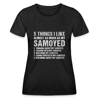 J’aime autant que mon Samoyède - T-shirt sport Femme - noir - Devant - AI Model Female 172 light (172cm)