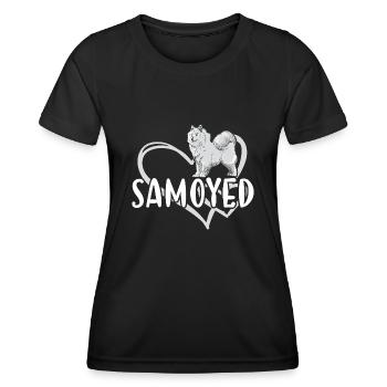 Cœur de Samoyède - T-shirt sport Femme - noir - Devant - AI Model Female 172 light (172cm)