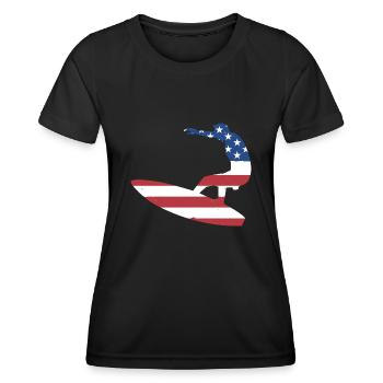 Sport Us Flag Surfing - Frauen Funktions-T-Shirt - Schwarz - Vorne - AI Model Female 172 light (172cm)