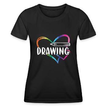 Drawer Heart Drawing - Frauen Funktions-T-Shirt - Schwarz - Vorne - AI Model Female 172 light (172cm)